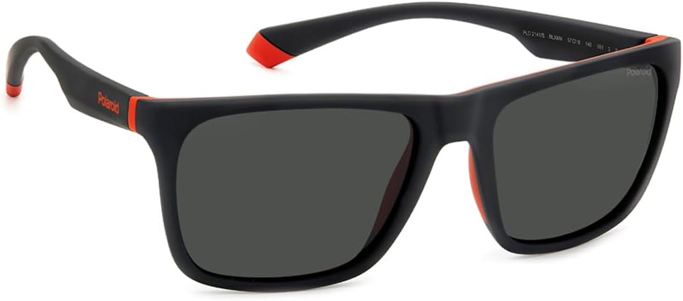 POLAROID PLD 2141/S BLX MATTE BLACK RED 57/18/140 UNISEX Sunglasses