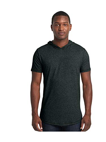 Next Level Unisex Mock Twist Short Sleeve Hoody T-Shirt XS BLACK