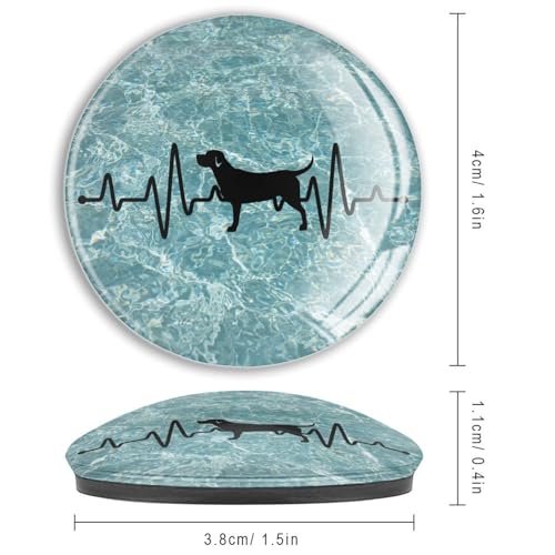 Aimants ronds pour réfrigérateur labrador motif battement de cœur