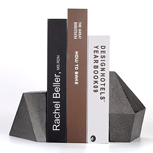 Decorative Bookends  Heavy Duty Cast Iron  Art Shelf Decor  Geometry Abstract Theme Black by Ambipolar