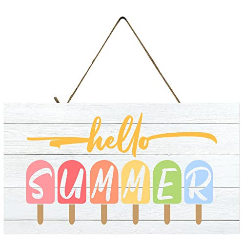Twisted R Design Wall Art Wood Sign, Vintage Farmhouse Decor Sign, 10x5 Summer Decor Sign, Made in USA Wall Art for Living Room, Bedroom, Office, Ready to Hang Hello Summer