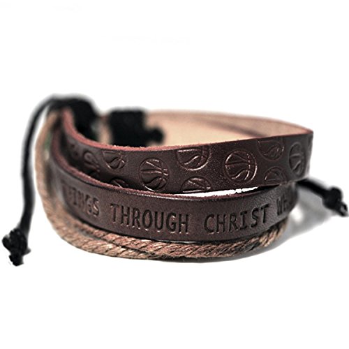 FORGIVEN JEWELRY Basketball Stamped Leather Bracelet Phil 413 I Can Do All Things Through Christ
