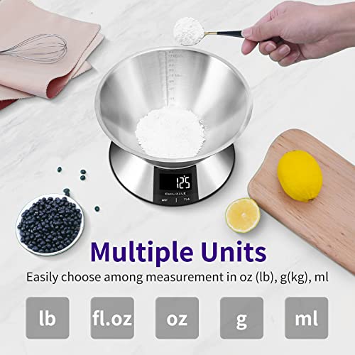 Chilizzle Food Scale With 304 Stainless Steel Bowl, Measures Liquids And Dray Ingredients, Digital Kitchen Weight Scale For Cooking Or Baking #TOP2