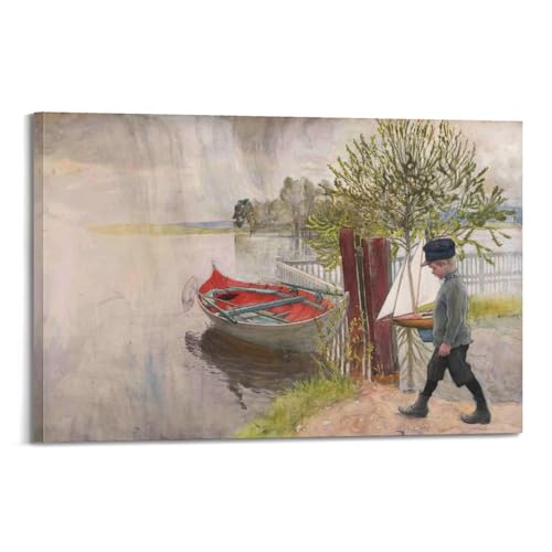 Carl Larsson Prints - Póster impreso de su propio árbol de manzano de 1905, pintura en lienzo, obras de arte para dormitorio, sala de estar, decoración de 20 x 30 cm
