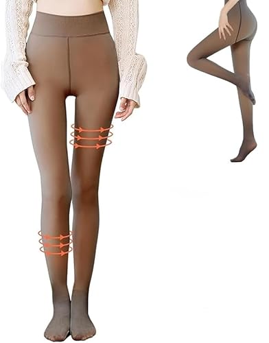 [Favoreal] 透け感タイツ レディース フェイクタイツ 裏起毛 着圧 ストッキング 伸縮性 秋冬防寒タイツ 一体式 厚手ストキング風 吸汗 珈琲透け感(10℃~25℃に適用)