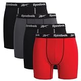 Reebok Mens Boxer Briefs - 4 Pack Underwear with Contour Pouch, 6'' Inseam