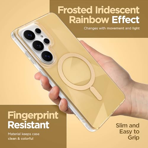 Image of Magnetic Case for Samsung Galaxy S26 Ultra [Compatible with Magsafe] [Anti-Yellowing] [1 Screen Protector] Shockproof Slim Iridescent Sparkly Case for Galaxy S26 Ultra 6.9 inch, Gold
