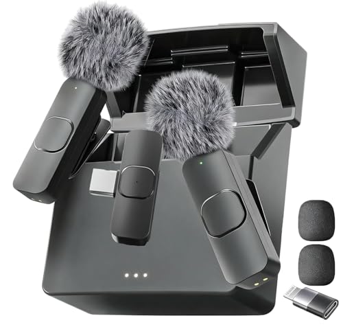 Mini Mic Pro (Latest Model - Wireless Microphone for iPhone, iPad, Android, Lavalier Microphone for Video Recording - iPhone Mic Crystal Clear Recording with USB-C (with Charging Case)