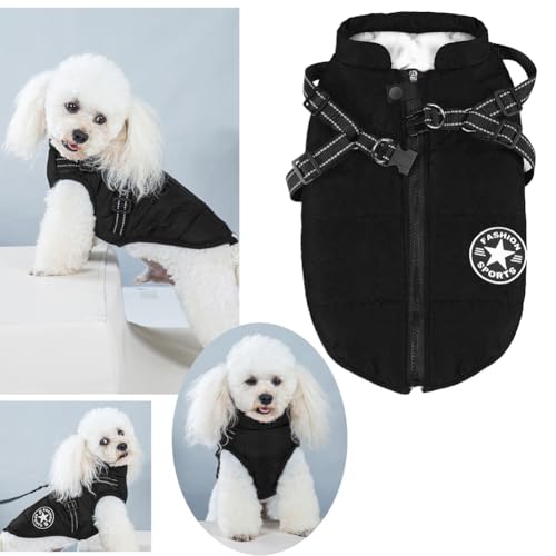 Aiboria Hundemantel für den Hundejacken Winddicht Fleece Wintermantel Kleine Hundeweste Winter Warme Hunde Jacke Gepolsterte Haustier Schwarz S