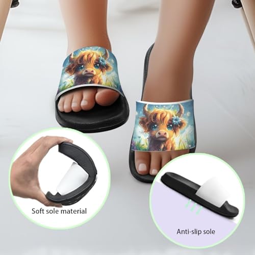 Image of Unisex Slides for Girls Boys Comfortable Slippers Slides Non-slip Shower Shoes House Fashion Thick for Indoor & Outdoor Gifts