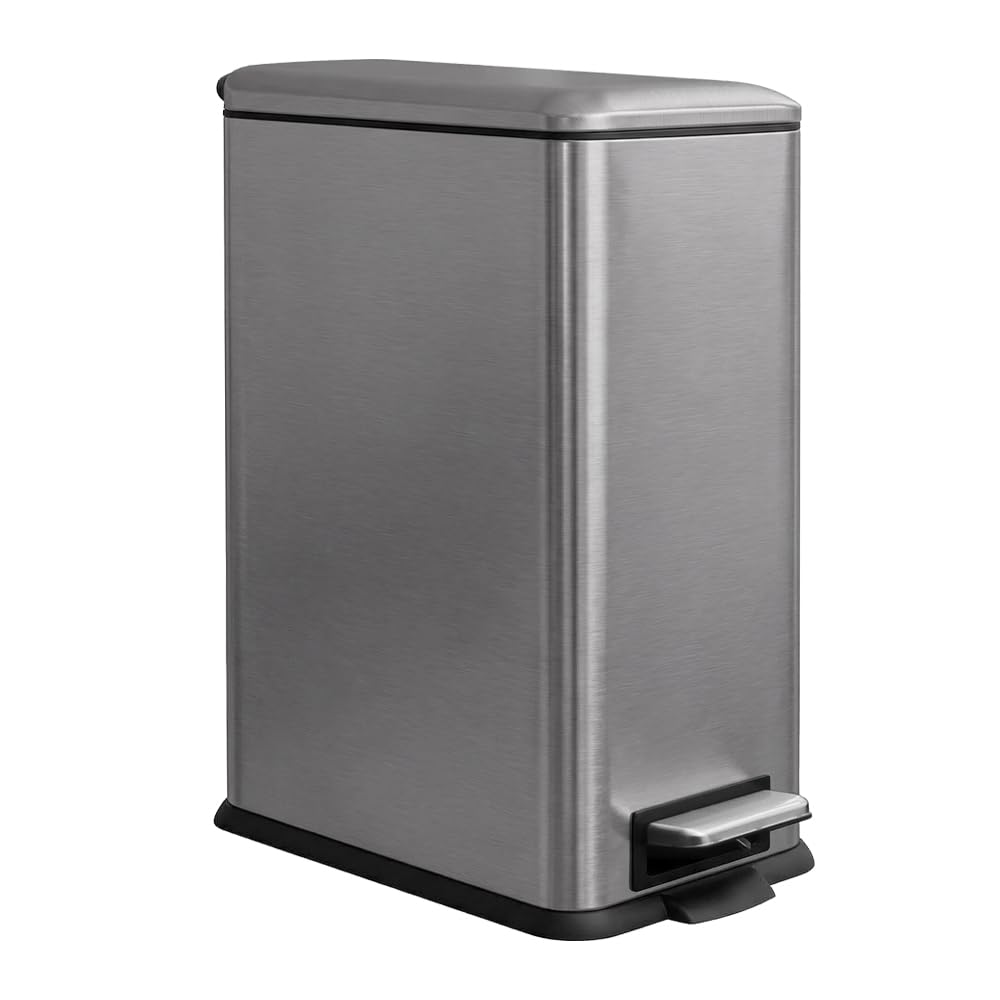 JM ·YIPENG Kitchen Bin, 30L Pedal Bin with Soft Close Lid,30 Liter Slim Bins with Removable Inner Bucket, Stainless Steel Bins for Kitchen,Bedroom,Home,Bathroom and Office,Grey — image 1