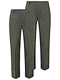 Integriti Schoolwear 2PK Boys School Trousers Elasticated Waist Comfort Fit Black Charcoal Grey Navy Blue Age 3-16 Years