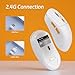 Uiosmuph G01 Wireless Mouse, USB C Rechargeable Ergonomic Computer Mouse, 2.4GHz Optical with USB Receiver & Type C Adapter for Laptop, PC, Mac, Chromebook - White