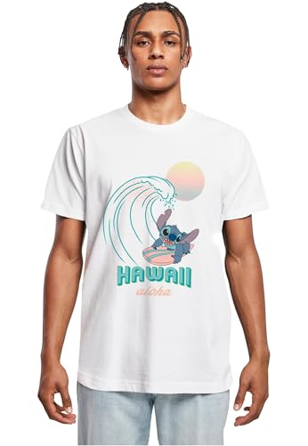 T-Shirt Lilo & Stitch homme blanc imprimé Hawai vêtement coton taille S