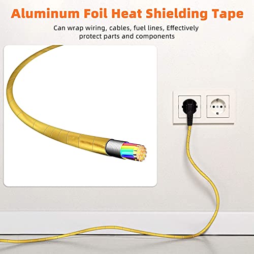 Image of Xinhan (Gold,Silver,Black) Aluminum Foil Heat Shielding Tape High Temperature Heat Reflective Adhesive Backed Tape Compatible with Car Intake Pipe Engine Bay Hoses Wires Etc (Black, 2in x 15ft)
