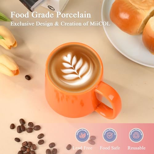 Miicol Keramik-Kaffeebecher, 16 oz großer Kaffeebecher, Teebecher mit Griff, Flachboden-Becher für Damen und Herren, Büro… – Ansicht 4