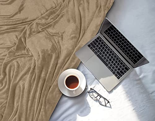 Image of VAS COLLECTIONS Premium Plush Double Blanket | 300 GSM Lightweight Cozy Soft for Bed, Sofa, Couch, Travel & Camping| 220x230 cm or 86x90 inches Beige