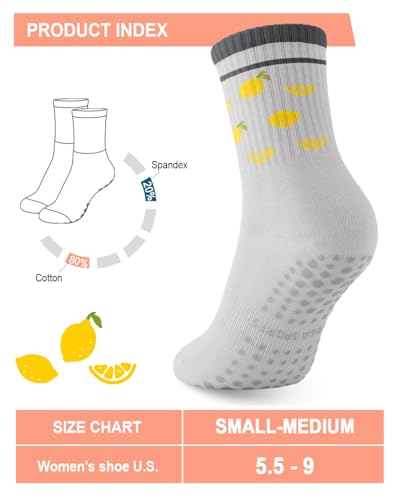 Image of Aoliks 6 Pairs Pilates Grip Socks for Women, Non-slip Yoga Athletic Socks for Barre Ballet Barefoot Workout Hospital