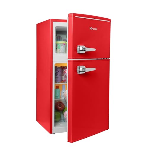 Image of Avanti Mini Fridge with Freezer Retro Design Compact Refrigerator for Home Office or Dorm, Features Dual Doors Removable Shelves Manual Defrost and Mechanical Adjustable Temp Control, 3.1-Cu.Ft, Red