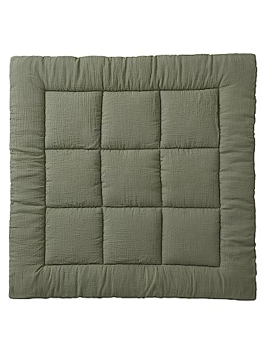 VERTBAUDET Tapis De Sol/Fond De Parc Uni Gaze Et Percale Olive 100X100