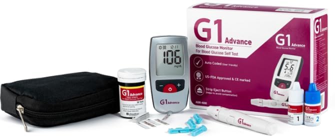 Glucometer with 50 Strips, Blood Glucose Monitor, Compatible with Alere G1
