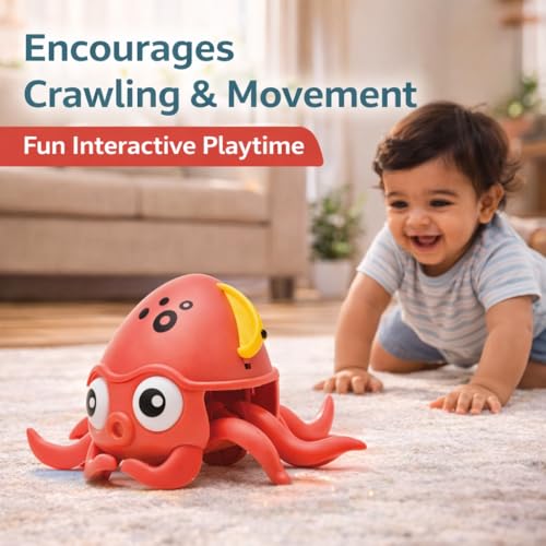 Image of Crawling Octopus Toy for Babies & Toddlers | Rechargeable Musical Moving Toy with Light & Sound | Sensor Obstacle Avoidance Tummy Time Toy | Educational Gift for Kids 6 Months+