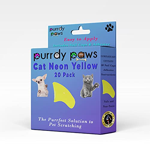 Purrdy Paws Soft Nail Caps for Cat Claws NEON Yellow Medium