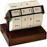 Refoya 回転式 万年カレンダー 木製 おしゃれ 卓上 北欧 インテリア 日付調整可能 繰り返し使える 置物 雑貨 (A) [並行輸入品]