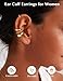 14K Gold Plated Ear Cuff Earrings for Women Non Piercing - Hypoallergenic Ear Cuffs Non Tarnish Clip on Cartilage Earrings Fake Earring Set Trendy Jewelry Chic G