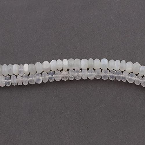 Perles rondelles en pierre de lune blanche facettée de 7mm pour création de bijoux