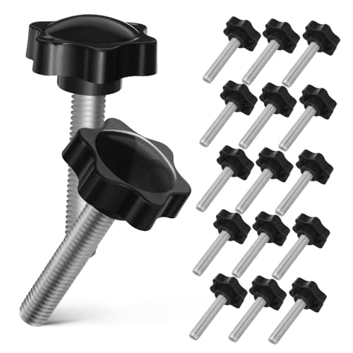 SOLUSTRE 20 Pcs M8 x 40mm Threaded Star Knob Clamping Screws | Knurled Thumb Knobs for Quick Disassembly | Star Thread Knobs for Tightening