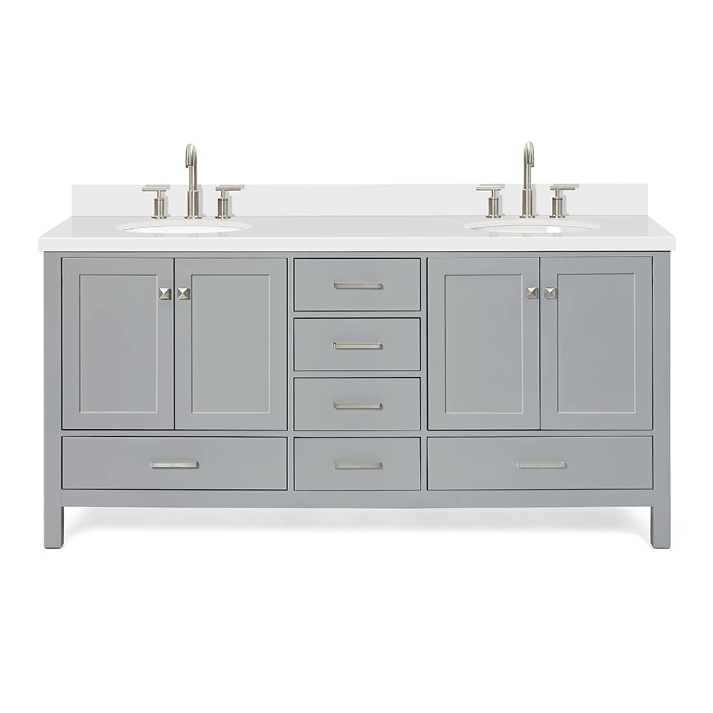 Buy ARIEL 73" Inch Grey Double Bathroom Vanity w/ 1.5" Inch Edge Pure