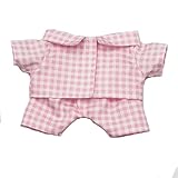 20cm Plush Doll Clothes Plushie Clothes Plaid Shirt Pajamas for 7.8 inches Doll Clothing (Pink)