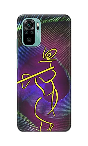 Image of PRINTFIDAA Lord Krishna On Peacock Feather Hard Back Cover for Redmi Note 10, Redmi Note 10S Back Cover -(P6) KAT1007