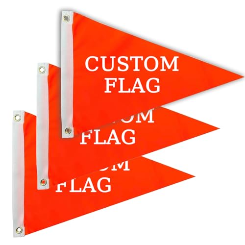 Generic 3PCS Custom Boat Flag Double Sided 12x18 inch Polyester Triangular Flag Small Flags for Boat -Flag Only