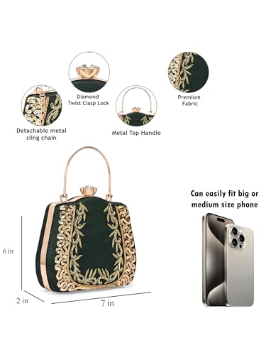 Image of TOOBA Handicraft Clutch Purse For Women with Sleek Design Glass Basket Clutch| Trendy Stylish Bridal, Party, Wedding Sling Bag