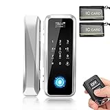 Cerradura Biométrica Inteligente, Soporte Electrónico Inteligente para Puerta de Vidrio Huella Digital, Control Remoto, Contraseña, Cerradura Antirrobo de Seguridad de Tarjeta