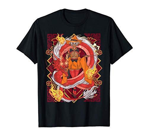 Year of Dragon Chinese Zodiac Witch Halloween Black Anime Maglietta