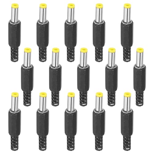 PATIKIL 5.5x2.1mm CC Maschio Terminali Alimentazione Spina 15 Pacco Fai da Te CC Barile Connettore Sostituzione Giallo