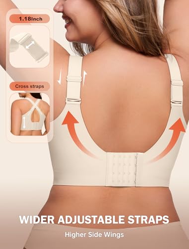 Image of LetsJoli Bras for Women Supportive Wireless Push Up Bra Full Coverage No Underwire Seamless Plus Size for Older Women