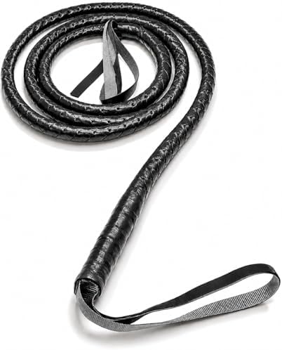 Skeleteen Faux Leather Black Whip - 6.5' Woven Costume Accessories Whips - 1 Piece