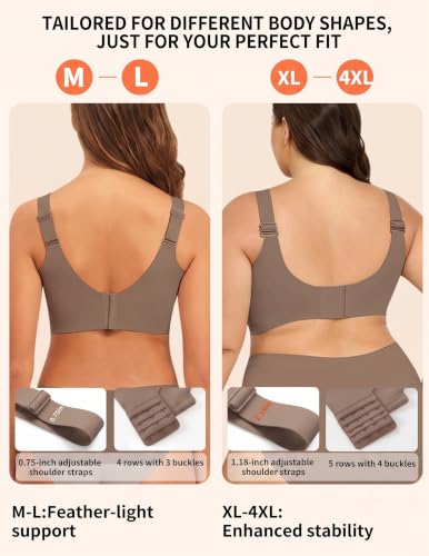 Image of PoseFree Jelly Bras for Women No Underwire, Supportive Wireless Comfort Bra, Full Coverage Back Smoothing Bra