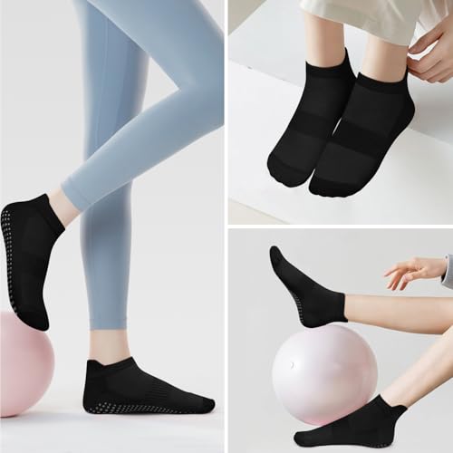 Vancle 2 Paar Anti-Rutsch Socken für Pilates & Yoga Damen 36-41 mit Grip-Sohle für Barre, Reformertraining & Fitness, Stoppersocken für Damen und Herren