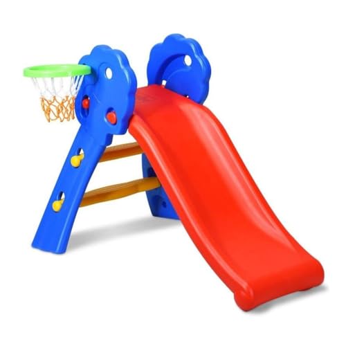 Toboggan pour Enfants avec Panier de Basket, 108 cm de Long, Marches Antidérapantes, Base Stable