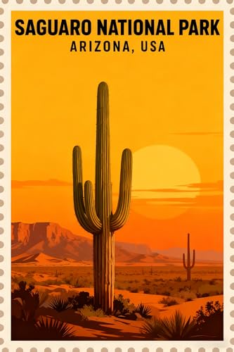 Vintage Metal Tin Sign Saguaro National Park Aluminum Sign For Cafe Bar Garden Home Bathroom Art Decoration 16x12 inch