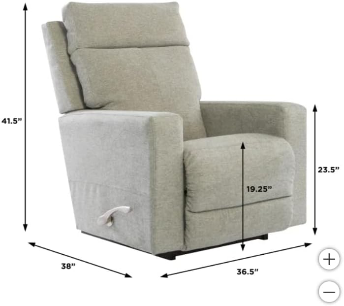 Diagram showing dimensions of the L.a.Z.-Boy Jax Rocker Recliner