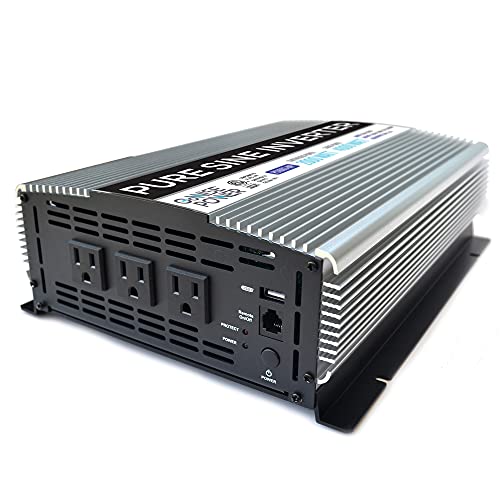 GoWISE Power 2000W Pure Sine Wave Power Inverter 12V DC to 120V AC with 3 AC Outlets + 1 5V USB Port, Remote Switch and 2 Battery Cables (4000W Peak) PS1003, 2021 Version, Grey - Thumbnail 5