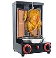 KZU Shawarma Machine, Rotating Vertical Rotisserie with 2x Burner, Stainless Steel Propane Gas Doner Kebab Machine Chicken Gyro Grill, Vertical Broiler for Commercial Home Grill