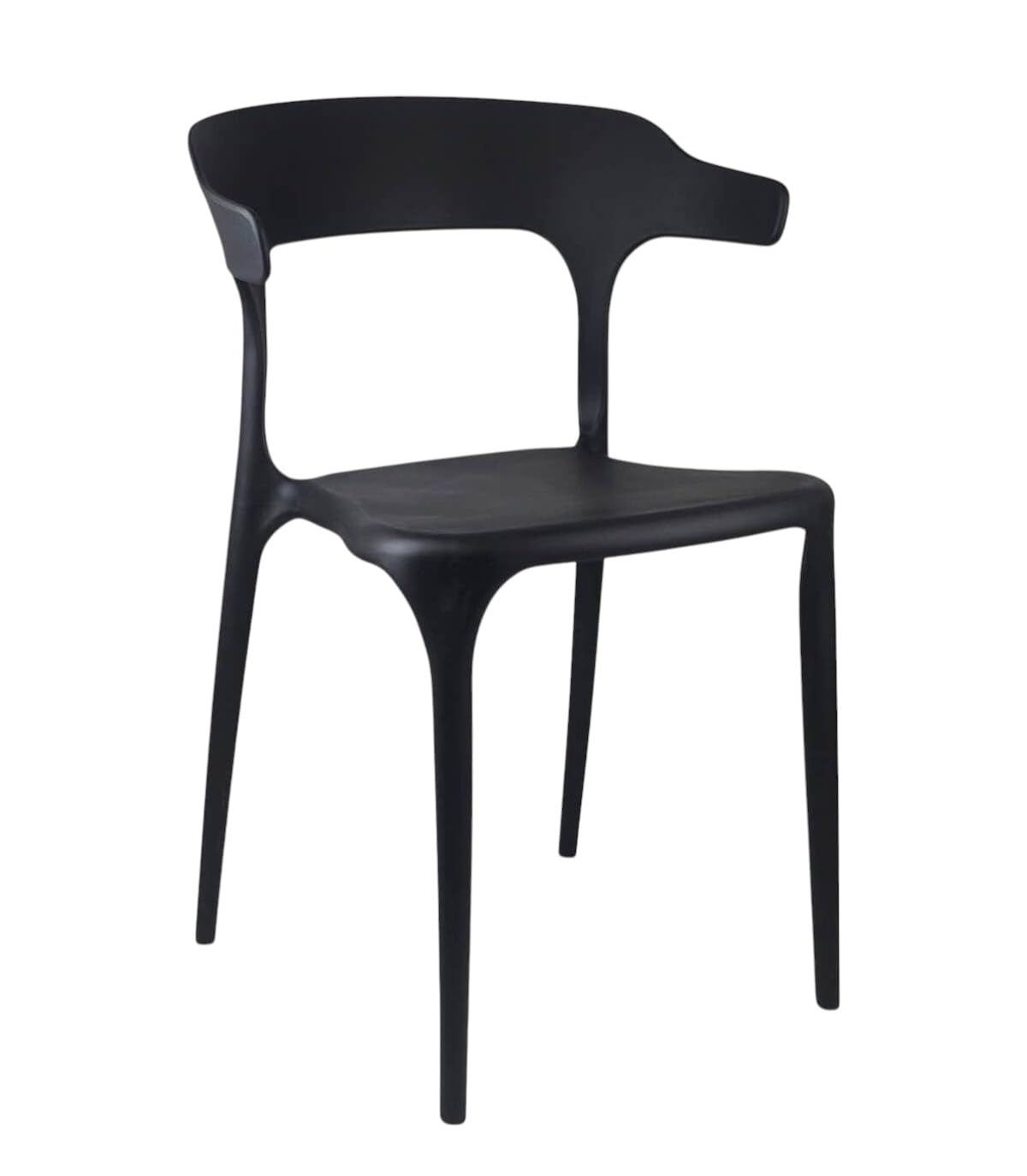 Pack de 2 Silla de Comedor Moderna | Diseño Minimalista | Plástico | Sillas Apilables (Negro)