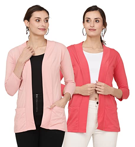 Image of Women's Cotton Shrugs with Pockets, Summer Shrugs for Ladies, Pack of Two
